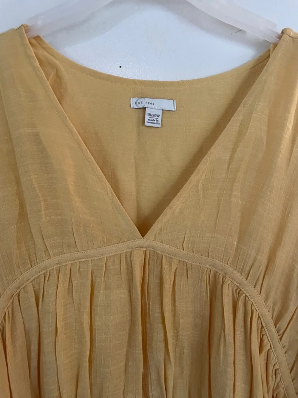 Eat. 1946 Women’s Blouse 18-20W Yellow Bohemian Tiered V Neck Boho - Picture 3 of 11